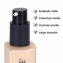 Base de Maquillaje Liquida Acabado Mate Cobertura Media Larga Duración y Control de Brillo para Piel Mixta a Grasa Tono 01 Le Foose