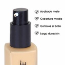 Base de Maquillaje Liquida Acabado Mate Cobertura Media Larga Duración y Control de Brillo para Piel Mixta a Grasa Tono 03 Le Foose