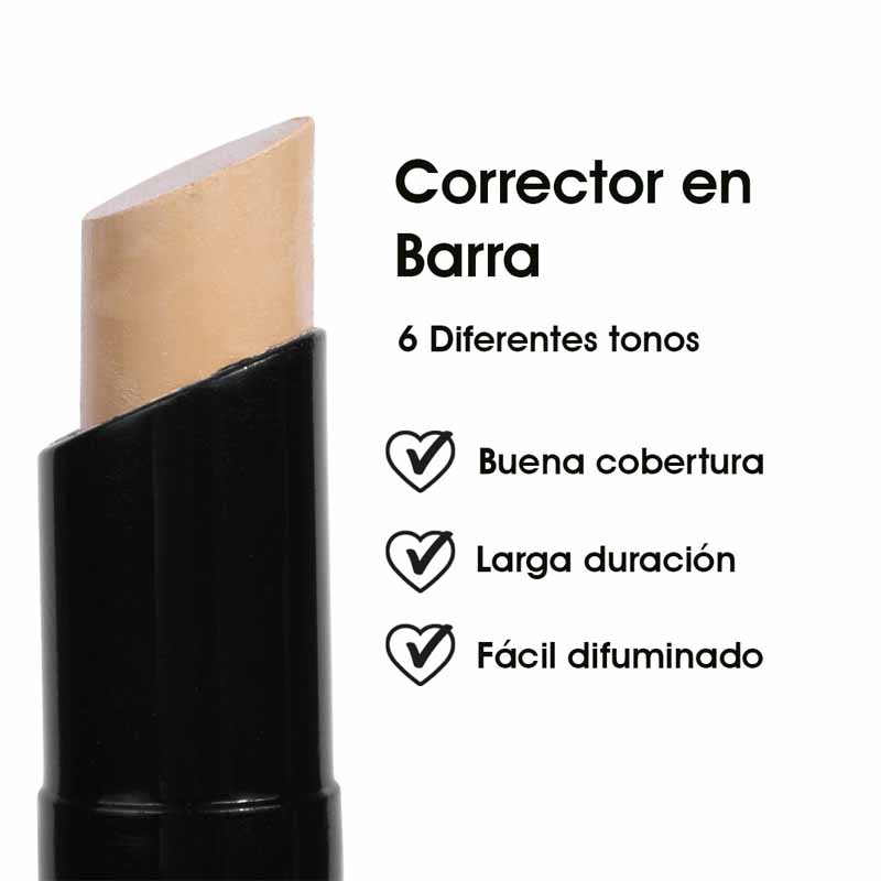 Corrector en Barra Cover Me Alta Cobertura Acabado Mate y Larga Duración para Ojeras e Imperfecciones Tono Beige Le Foose
