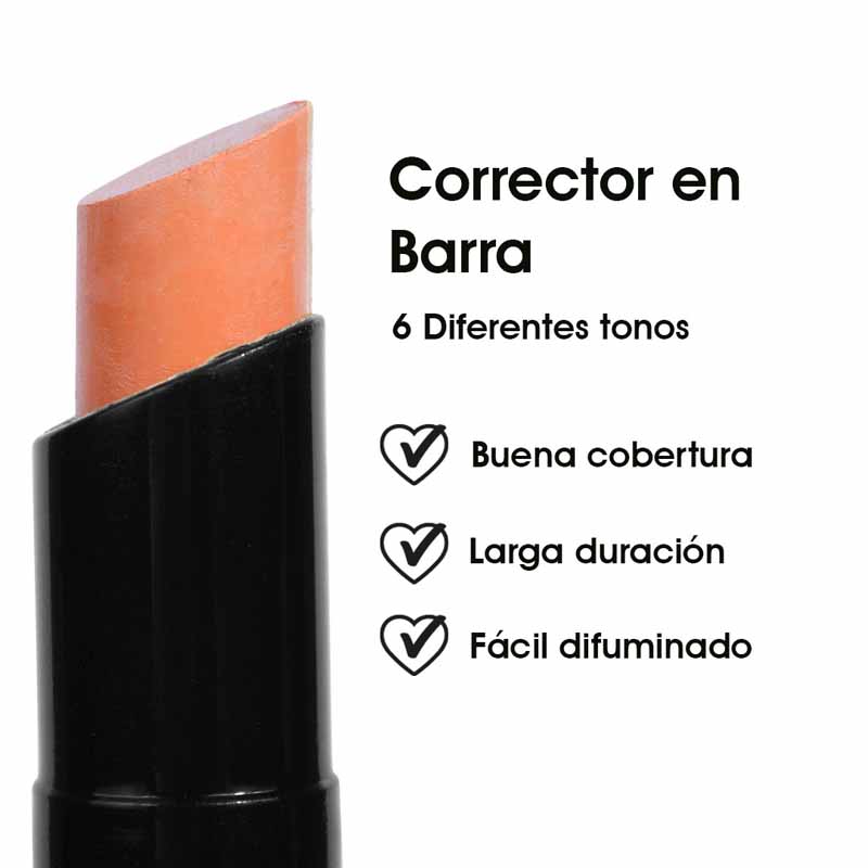 Corrector en Barra Cover Me Alta Cobertura Acabado Mate y Larga Duración para Ojeras e Imperfecciones Tono Naranja Le Foose