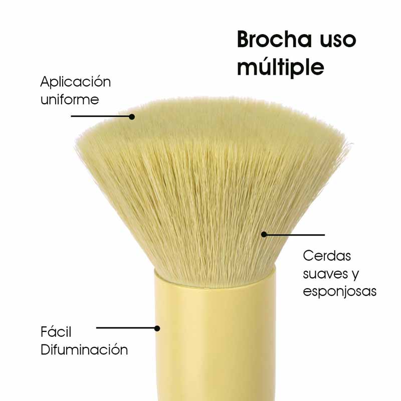 Brocha Multiusos para Maquillaje Liquido en Crema y Polvo con Difuminado Uniforme y Acabado Natural Le Foose