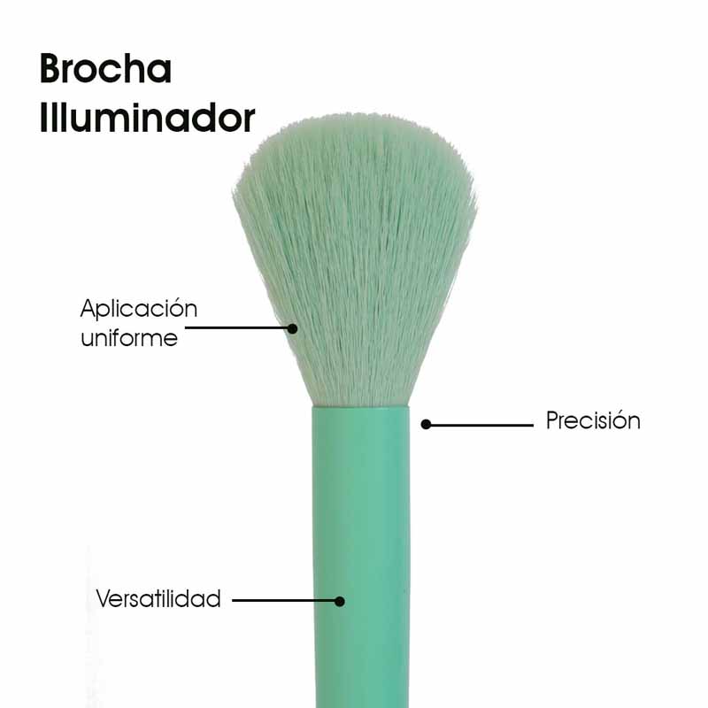 Brocha Abanico para Iluminar Aplicación Ligera Difuminado Suave y Acabado Glow Natural Le Foose