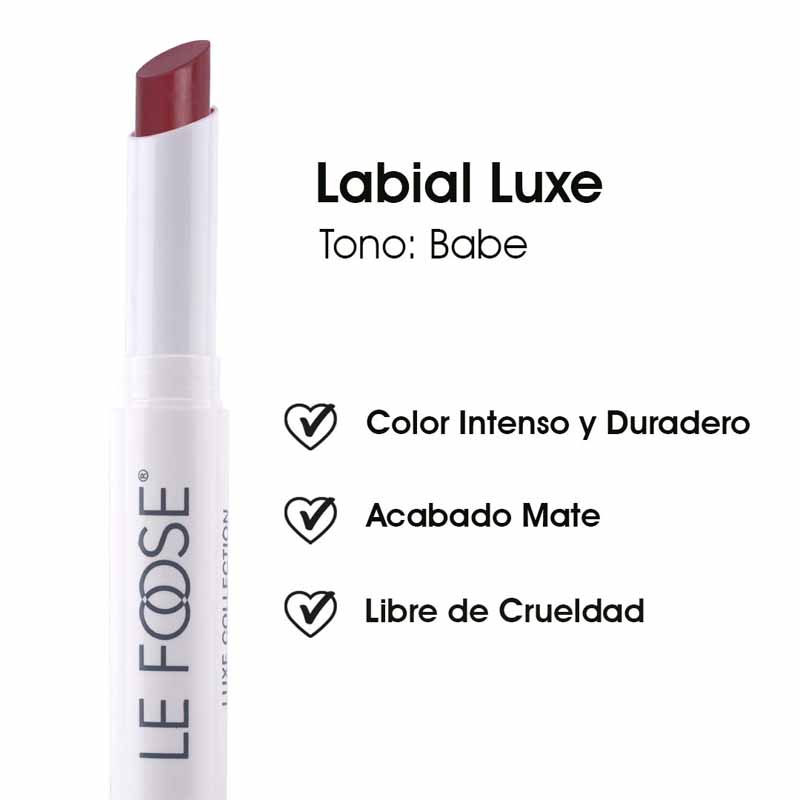 Labial Mate de Larga Duración Alta Cobertura y Formula Cremosa con Color Intenso Tono Babe Le Foose