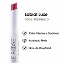 Labial Mate de Larga Duración Alta Cobertura y Formula Cremosa con Color Intenso Tono Flamenco Le Foose