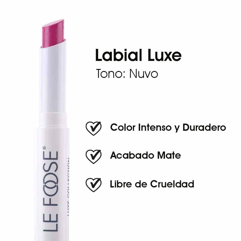 Labial Mate de Larga Duración Alta Cobertura y Formula Cremosa con Color Intenso Tono Nuvo Le Foose