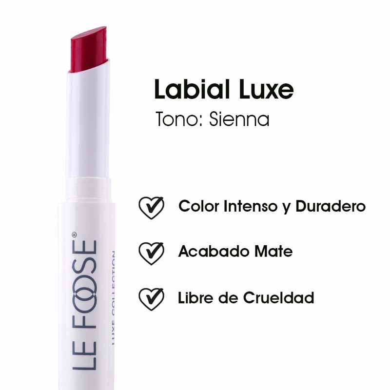 Labial Mate de Larga Duración Alta Cobertura y Formula Cremosa con Color Intenso Tono Sienna Le Foose