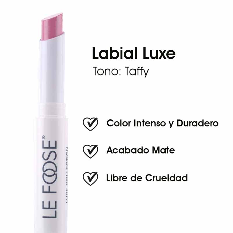 Labial Mate de Larga Duración Alta Cobertura y Formula Cremosa con Color Intenso Tono Taffy Le Foose
