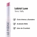 Labial Mate de Larga Duración Alta Cobertura y Formula Cremosa con Color Intenso Tono Taffy Le Foose