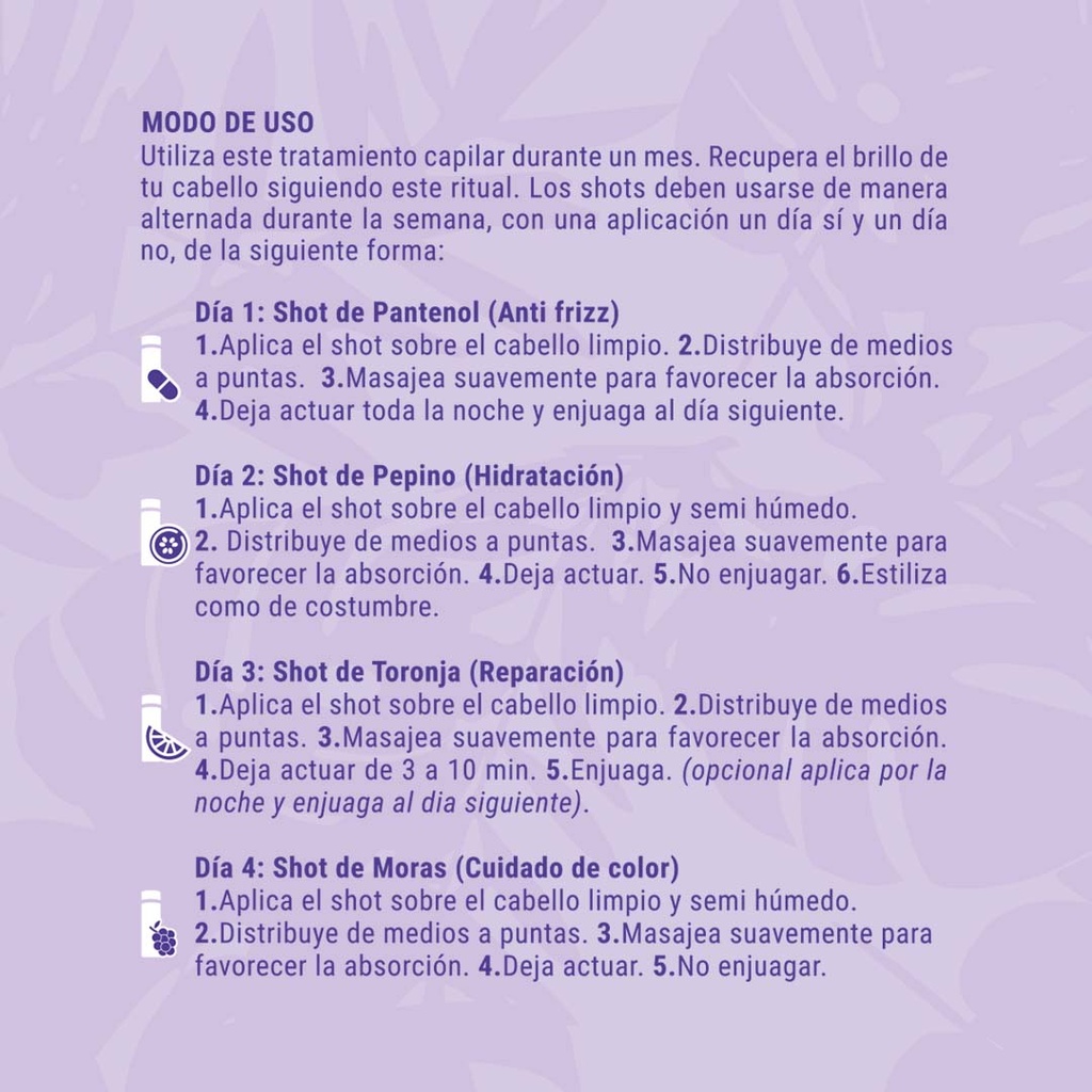 KIT 4 AMPOLLETAS RUTINA CAPILAR REPARACION DAILY SHOTS COLORLY